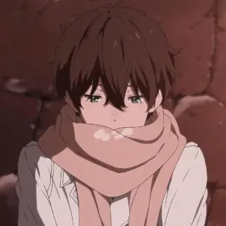 🖤 Anime, Garçon, Écharpe, Hiver, Illustration, Dessin animé, Mignon telegram sticker