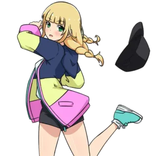 😍 Dziewczyna anime, Kreskówka, Kapelusz, Blondynka, Kobieta, Postać whatsapp sticker
