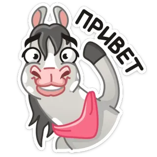 👋 ПРИВЕТ cheval, dessin animé, salutation, animal, drôle, idiot telegram sticker