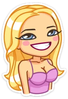 😁 blondes Mädchen, Cartoon, Frau, Mädchen, Emoji telegram sticker