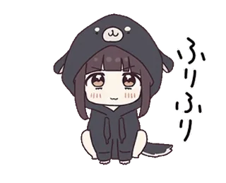 🙃 ふりふり Anime, Mignon, Fille, Chibi, Japonais, Sweat à capuche telegram sticker