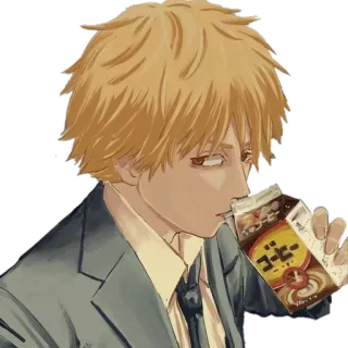 😏 Denji Chainsaw Man コーヒー Anime, Manga, Denji, Chainsaw Man, Café telegram sticker