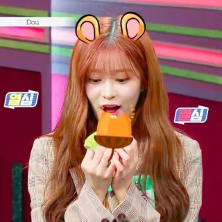 🍧 열심히 Frau, Cartoon, fröhlich, Maus, koreanisch telegram sticker