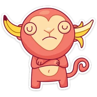 🙉 małpa, kreskówka, banan, naklejka, słodki, zwierzę whatsapp sticker