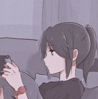 〰️ anime style, cartoon, girl, friends, digital art telegram sticker