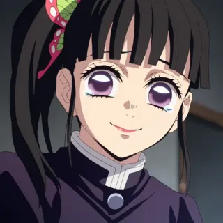 🌺 Kanao Tsuyuri Demon Slayer Аниме, Канао Цуюри, Клинок, рассекающий демонов, Бабочка, Улыбка, Персонаж telegram sticker