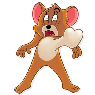 😨 Jerry Mouse Tom and Jerry cartoon, mouse, bone, animation, funny telegram sticker