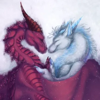 ❤ Dragão, Fantasia, Animal, Criatura mítica, Desenho animado, Fofo, Dragão vermelho, Dragão branco telegram sticker