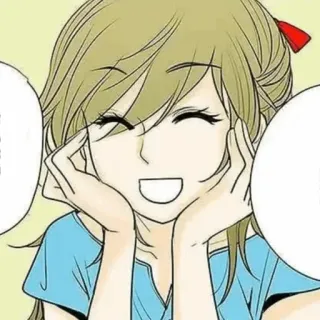 🍘 漫画, アニメ, 女性, 笑顔, 幸せ, 友好的 telegram sticker