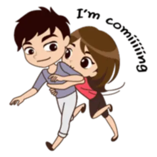 😆 pareja, amor, abrazo, dibujos animados, cariño, lindo telegram sticker