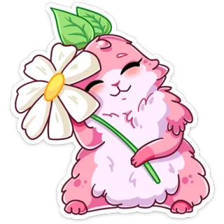 🌼 mignon, kawaii, animal, fleur, sticker telegram sticker