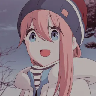 🌸 Nadeshiko Kagamihara Laid-Back Camp Anime, Inverno, Carino, Ragazza, Campeggio, Yuru Camp, Nadeshiko Kagamihara telegram sticker