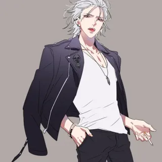 🚬 Аниме, Курение, Сигарета, Кожаная куртка, Круто, Персонаж telegram sticker