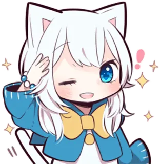 👌 Anime, Catgirl, Kawaii, Fofo, Mangá, Piscadela, Chibi, Sticker telegram sticker