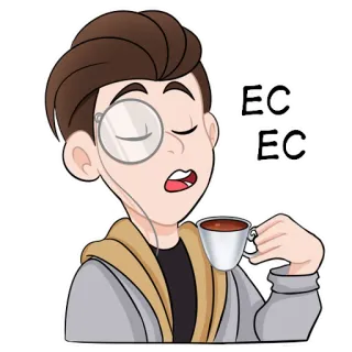 ☕️ EC EC 人, 单片眼镜, 杯子, 咖啡, 茶, 卡通 telegram sticker