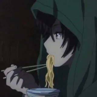 🙄 アニメ, 食べる, ラーメン, 麺, パーカー, 箸 telegram sticker
