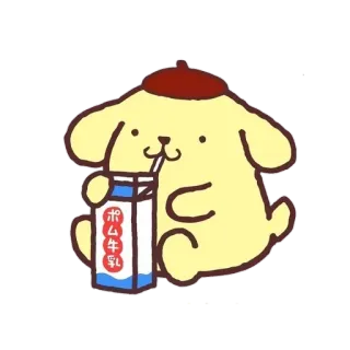🌟 PomPomPurin ポム牛乳 Cartoon, Tier, Hund, Sanrio, Getränk, Milch, Süß telegram sticker