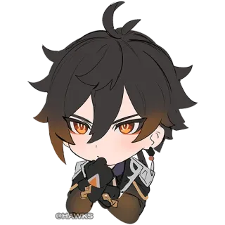 🤔 @HAWKS anime, cartoon, illustration, manga, chibi telegram sticker