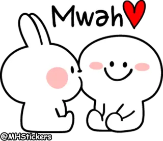 😘 Mwah amor, beso, conejo, lindo, dibujos animados, cariño, corazón, amistad whatsapp sticker