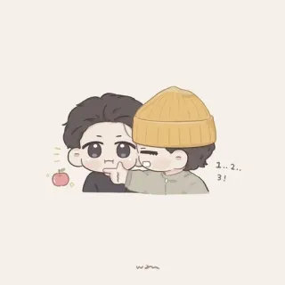 🦋 1...2...
3! 만화, 애니메이션, 귀여운, 귀여운, 사과, 우정 telegram sticker
