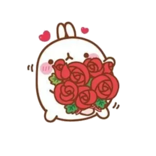☁️ Molang モラン, ウサギ, かわいい, カワイイ, バラ, ハート, 愛 telegram sticker