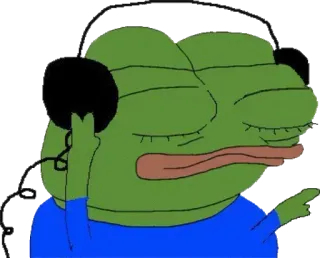 📎 Pepe the Frog pepe, rana, auriculares, música, meme whatsapp sticker
