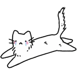 😔 cat, white, crying, cartoon, sad, animal telegram sticker