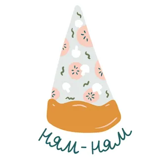 🍕 ням-ням Pizza, Kawałek, Jedzenie, Kreskówka, Słodkie, Rosyjski telegram sticker