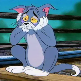 😾 Tom Cat Tom and Jerry Мультфильм, Грустный, Кот, Усталый, Удрученный, Том и Джерри telegram sticker
