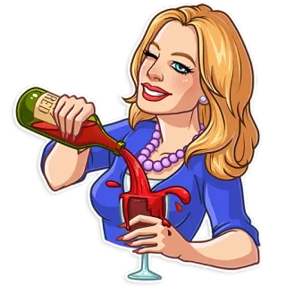 🍷 RED Frau, Wein, Getränk, Alkohol, Party, Cartoon telegram sticker