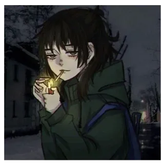 🚬 fumeur, cigarette, fille, sweat à capuche, sombre, briquet telegram sticker
