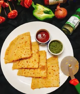 🍲 food, paratha, Indian food, vegetarian, plate, ketchup, mint chutney telegram sticker