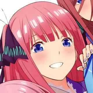 😁 anime, cabelo rosa, sorrindo, retrato, animação telegram sticker