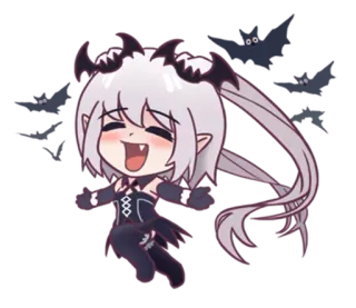 ☺️ Anime, Chibi, Diable, Cornes, Mignon, Chauves-souris telegram sticker