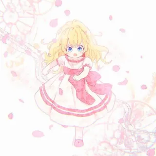 🌨️ Anime, Fille, Mignon, Cheveux blonds, Robe, Oeuvre d'art, Illustration whatsapp sticker