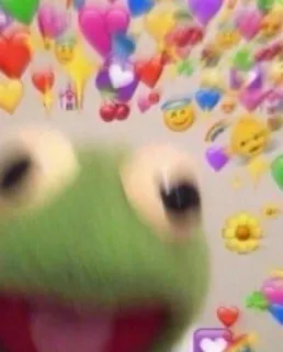 🥰 Kermit Kermit la grenouille, amour, coeurs, émojis, mème, mignon telegram sticker