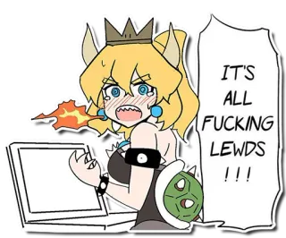 😖 Bowsette IT'S ALL FUCKING LEWDS !!! Bowsette, Fanart, Lewd, Anime, Video game, Meme da internet telegram sticker