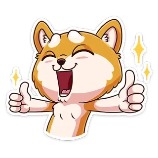 👍 cane, pollice in su, carino, felice, animale, adesivo whatsapp sticker
