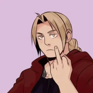 🖕 Edward Elric Fullmetal Alchemist Edward Elric, Fullmetal Alchemist, Anime, Dedo do meio, Gesto ofensivo telegram sticker