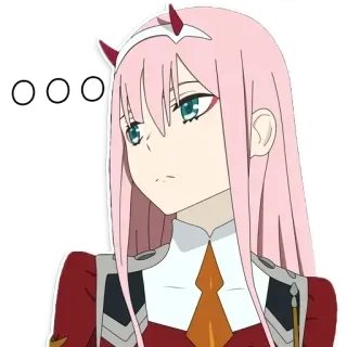 ❔ Zero Two Darling in the Franxx Anime, Zero Two, Darling in the Franxx, süß, rosa Haare, Hörner, Anime Mädchen whatsapp sticker