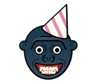 🦍 ลิง, สัตว์, หมวกปาร์ตี้, งานฉลอง telegram sticker