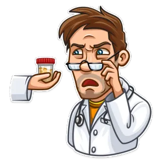 😨 médico, urina, médico, análise, teste, exame, laboratório telegram sticker