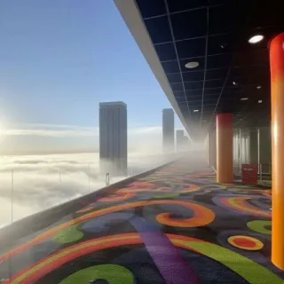 👁 skyscraper, cityscape, cloud, urban, fog, architecture, building telegram sticker