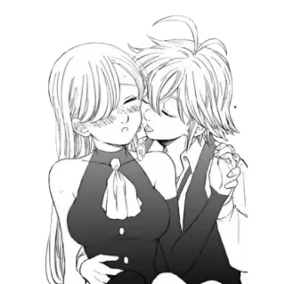 💕 Elizabeth Liones, Meliodas Seven Deadly Sins Anime, Kuss, Paar, Romantik, Manga, The Seven Deadly Sins telegram sticker