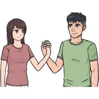 🤝 커플, 애니메이션, 만화, 우정, 만화, 일러스트 telegram sticker