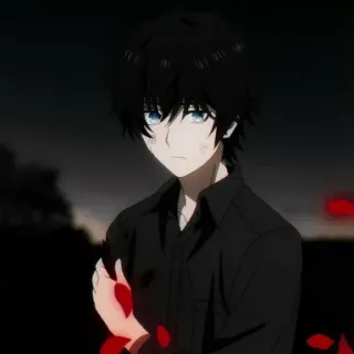 🕳 Anime, Personaje, Chico, Pelo negro, Ojos azules whatsapp sticker