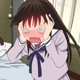 💈 Anime, Meisje, Schooluniform, Geërgerd, Geschrokken, Beschaamd whatsapp sticker