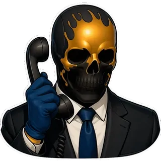 😑 หัวกะโหลก, หน้ากาก, โทรศัพท์, สูท, นักเลง, อาชญากรรม, อาชญากร, Payday telegram sticker
