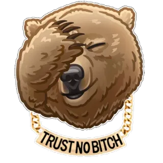 😐 TRUST NO BITCH Bär, beleidigend, Slang, Tier, Cartoon, Humor telegram sticker