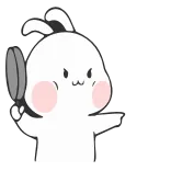 😏 królik, słodki, zły, kreskówka, broń telegram sticker
